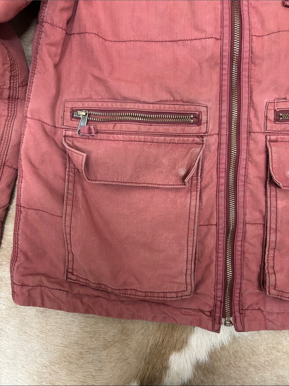 Vintage Carhartt Rust Red Hooded Puffer Jacket - Picture 4 of 5